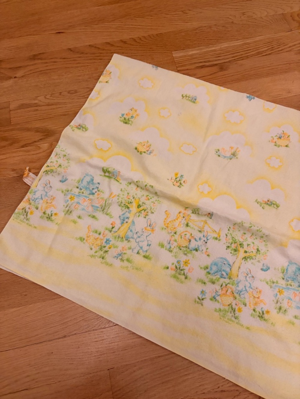 Soft Yellow Nursery Blanket / Burp Cloth / Muslin with Pastel Print